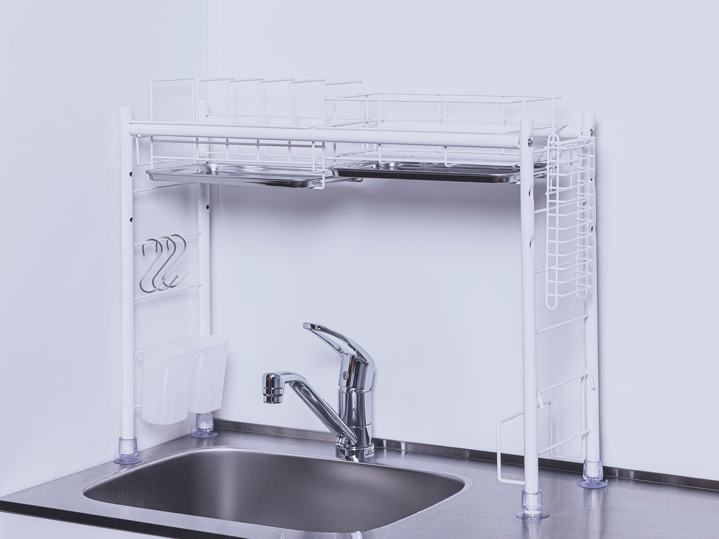 シンク上水切りラック スリムタイプ ホワイト(白)スチール仕様