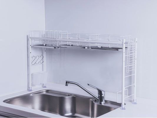 シンク上水切りラック スリムタイプ ホワイト(白)スチール仕様