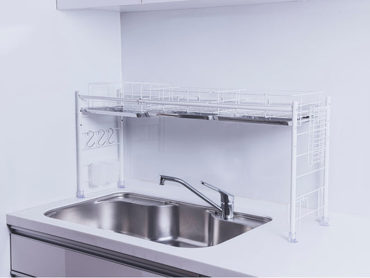 シンク上水切りラック ワイドタイプ ホワイト(白)スチール仕様