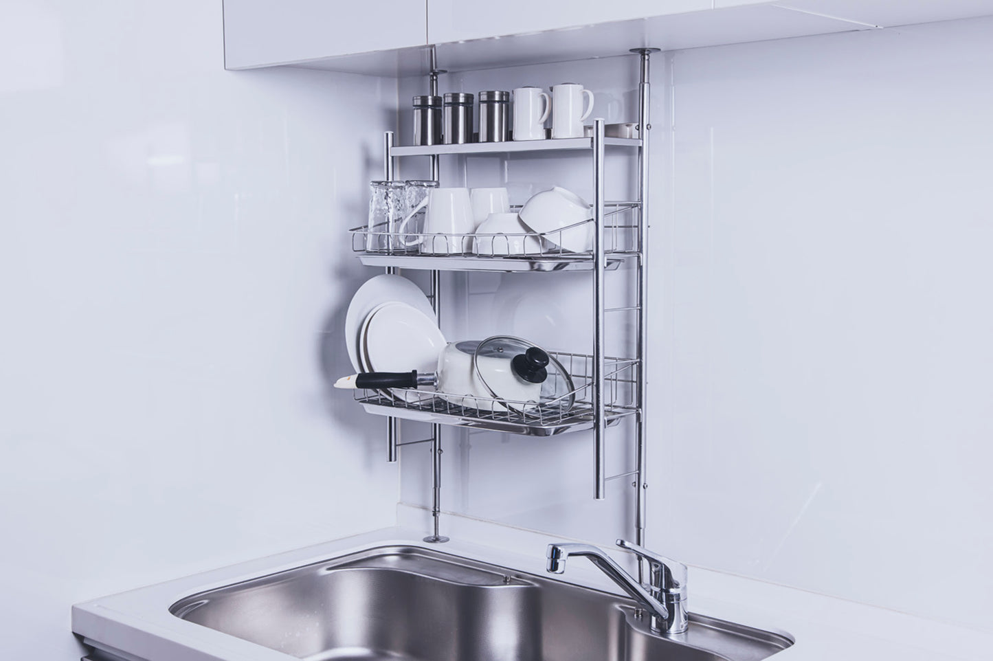 突っ張り式水切りラック ステンレス仕様