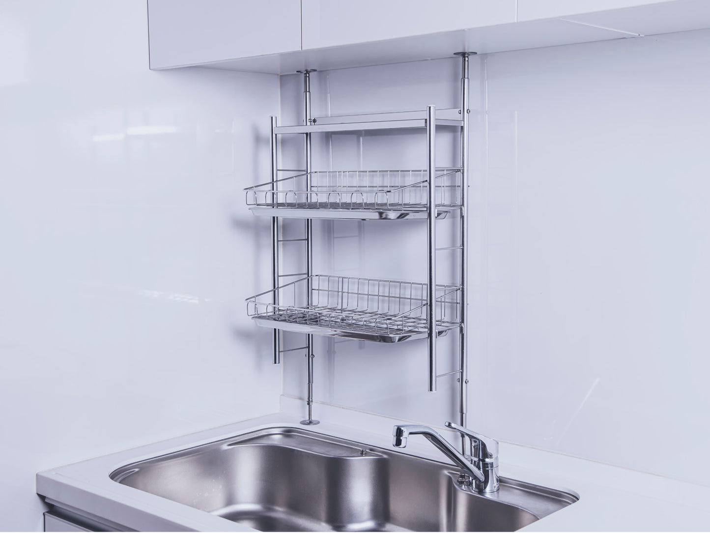 突っ張り式水切りラック ステンレス仕様