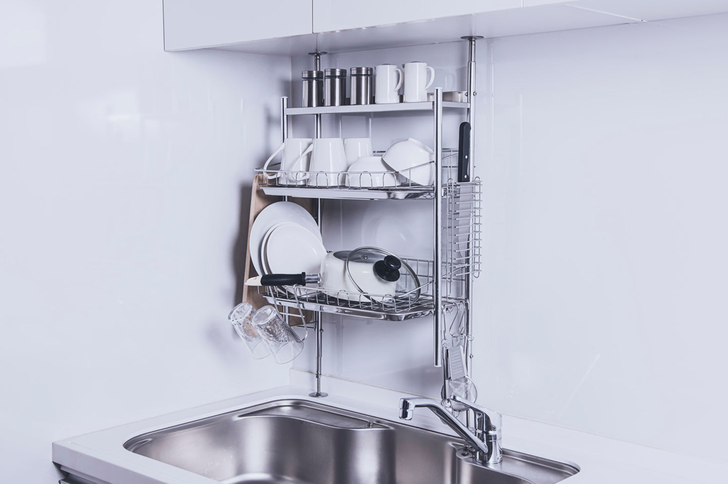 突っ張り式水切りラック ステンレス仕様