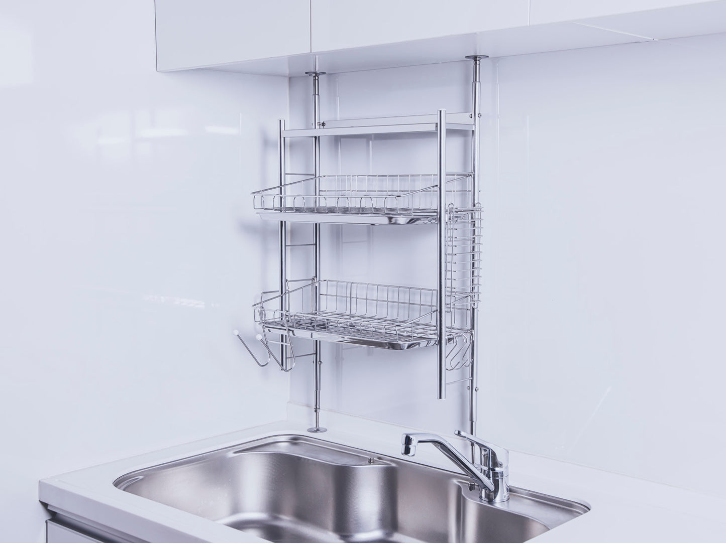 突っ張り式水切りラック ステンレス仕様