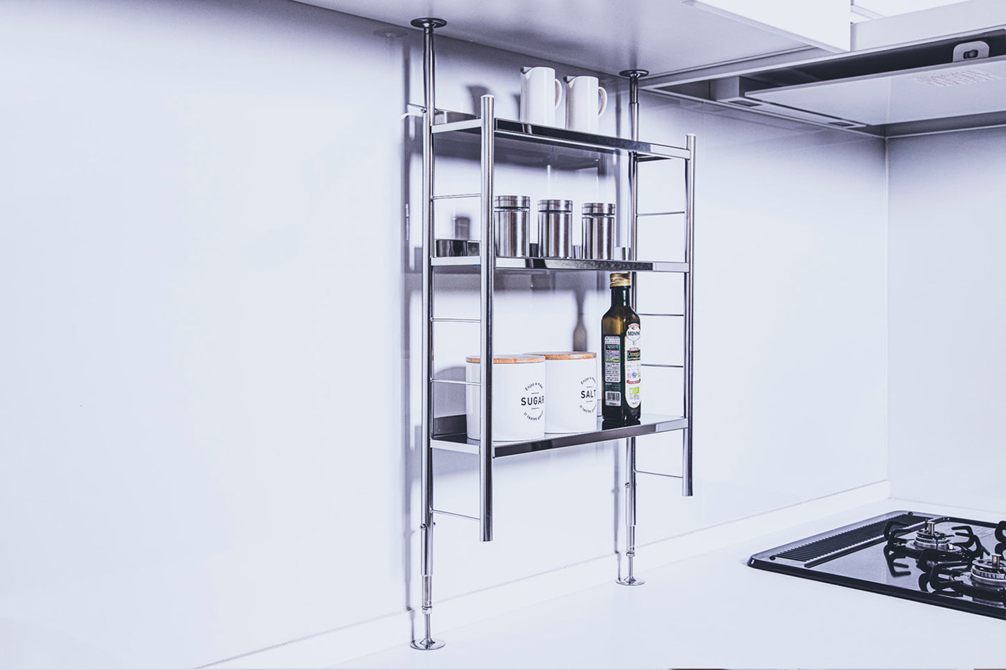 突っ張り式 調味ラック ステンレス仕様