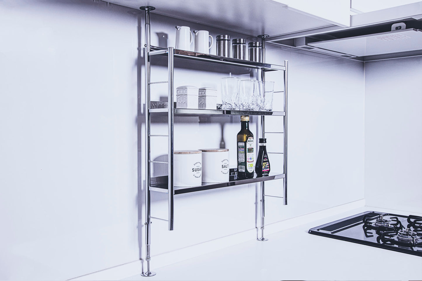 突っ張り式 調味ラック ステンレス仕様