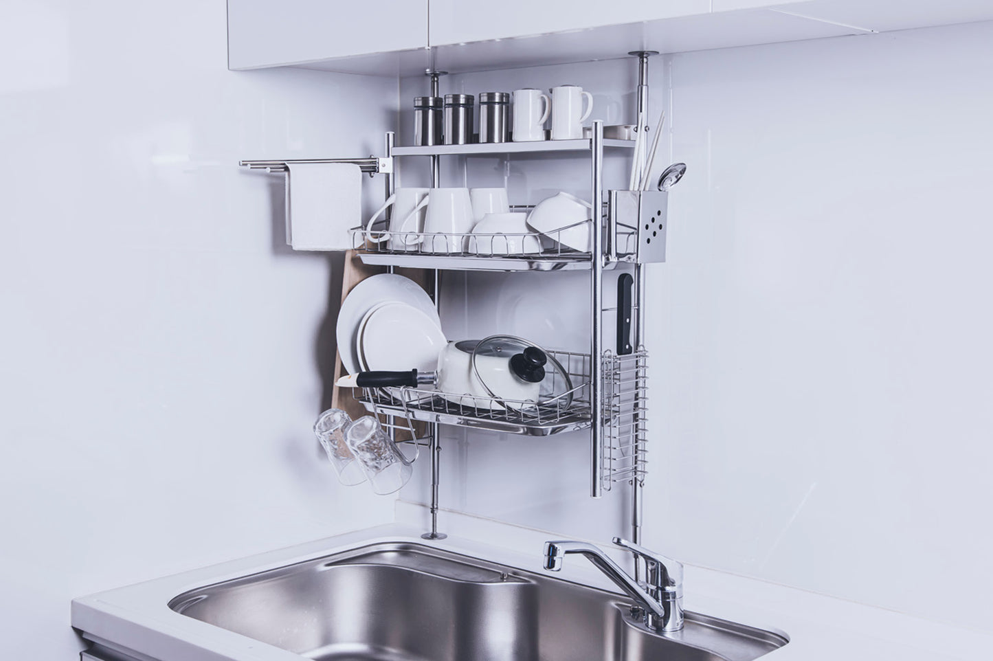 突っ張り式水切りラック ステンレス仕様