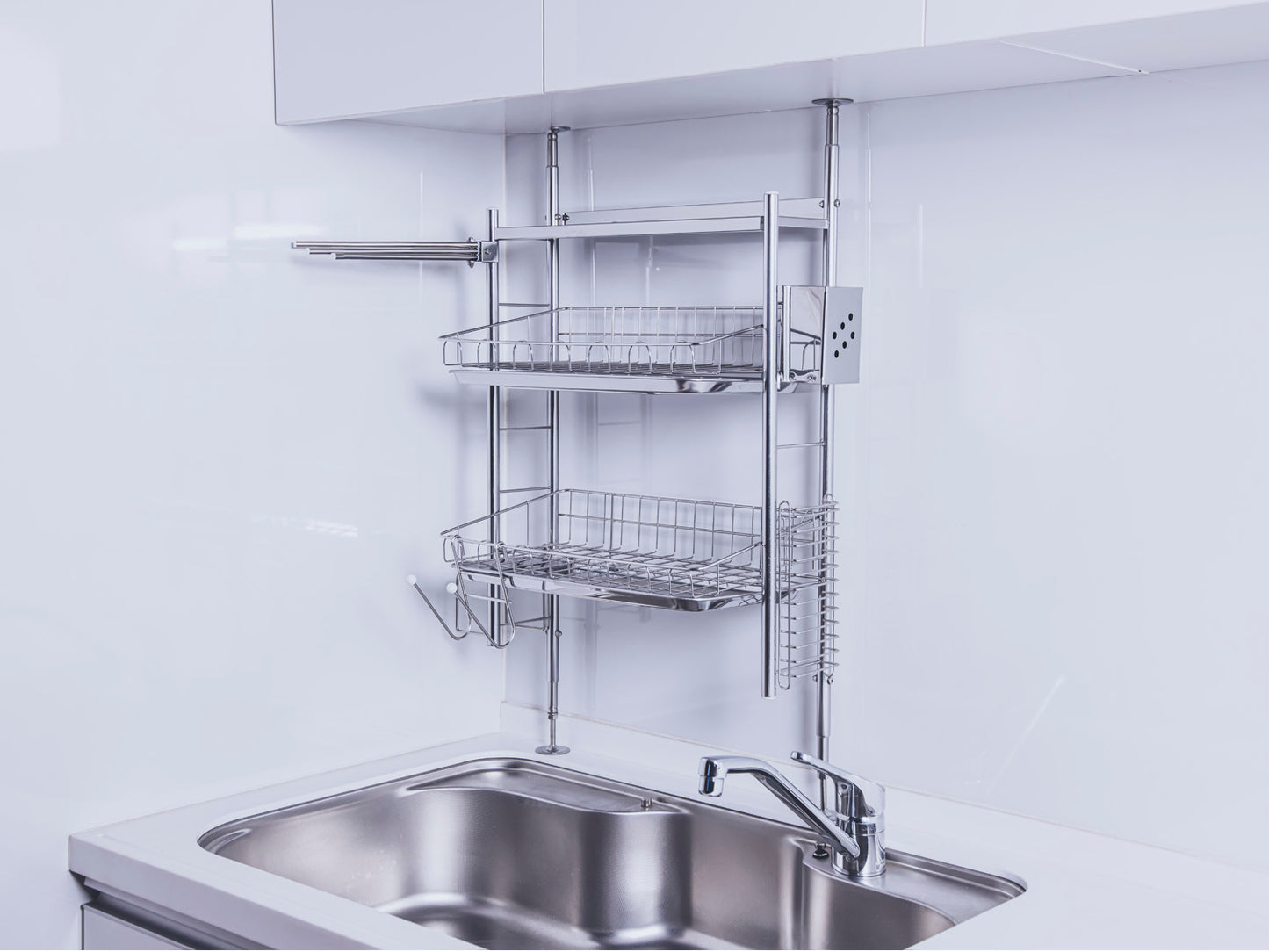 突っ張り式水切りラック ステンレス仕様