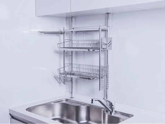 突っ張り式水切りラック ステンレス仕様