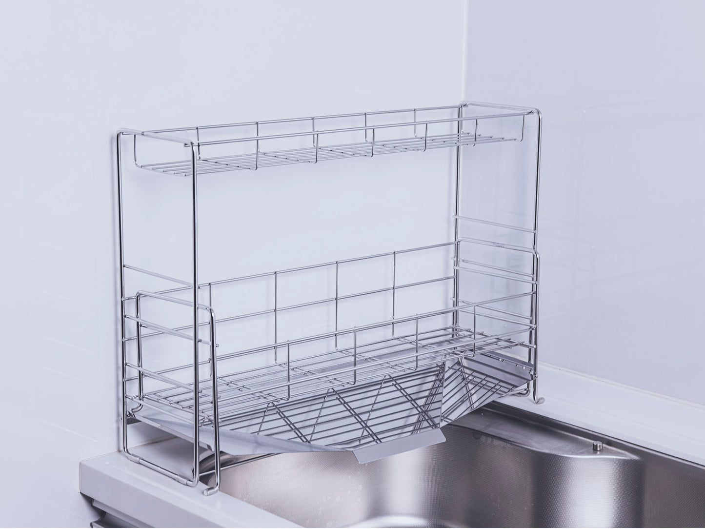 スライド水切りラック 2段 ステンレス仕様