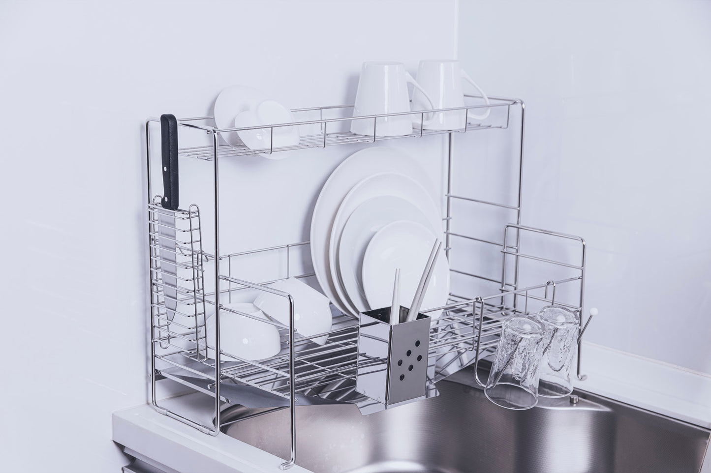 スライド水切りラック 2段 ステンレス仕様