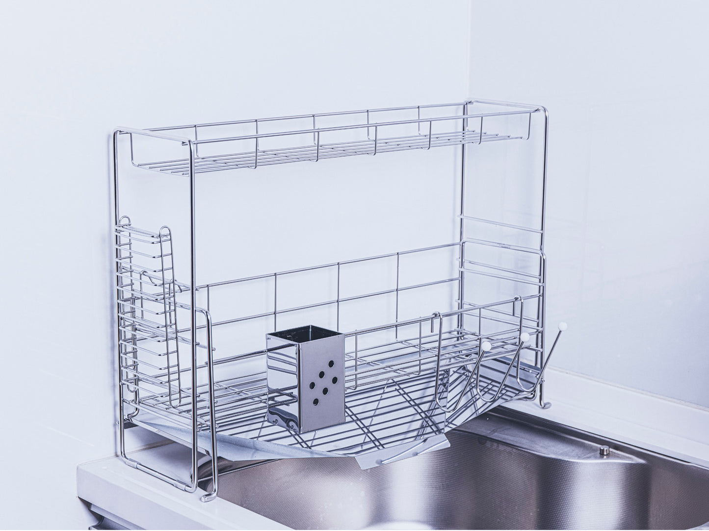 スライド水切りラック 2段 ステンレス仕様