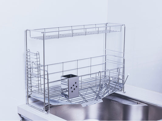 スライド水切りラック 2段 ステンレス仕様