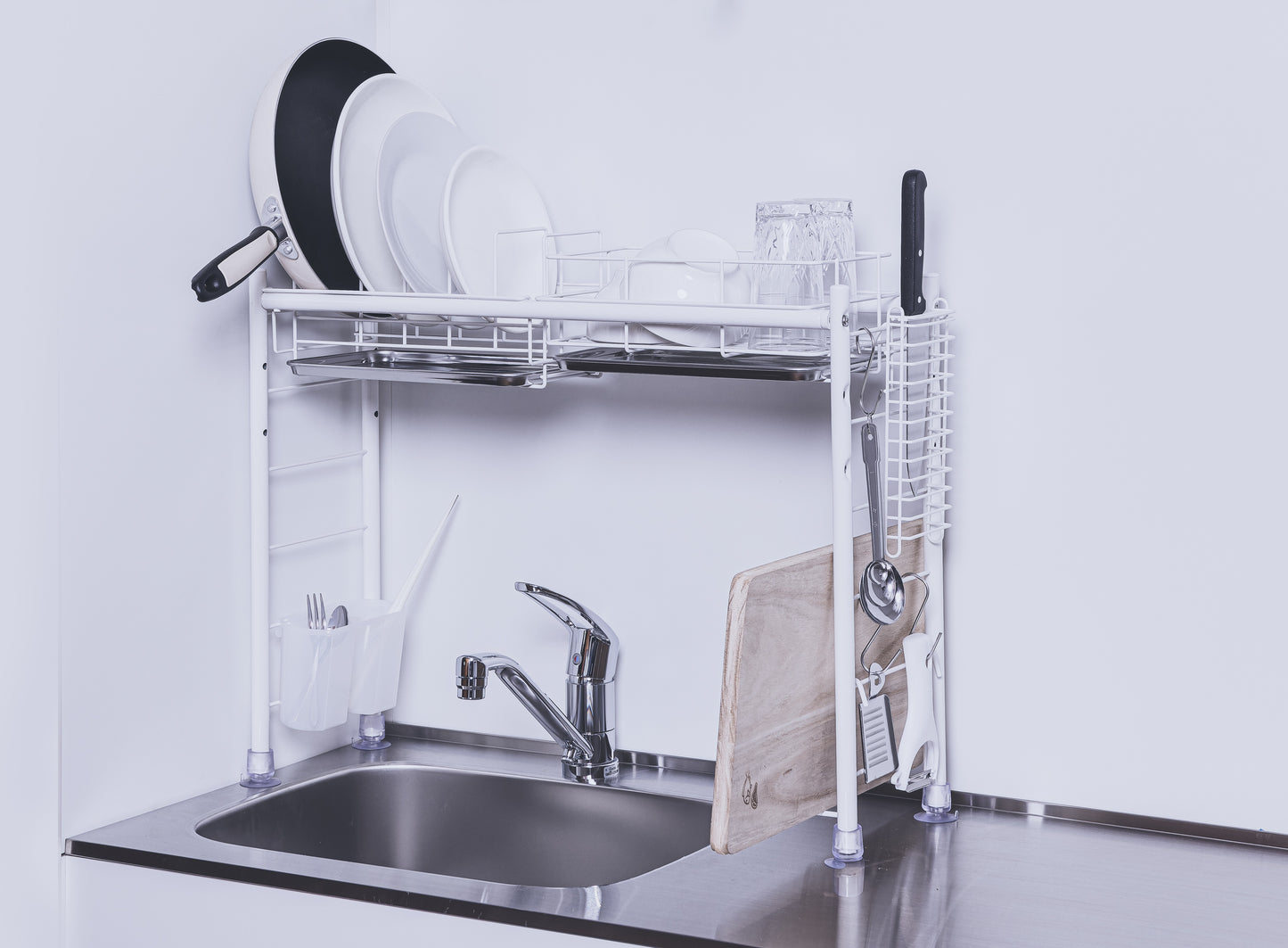 シンク上水切りラック スリムタイプ ホワイト（白）スチール仕様